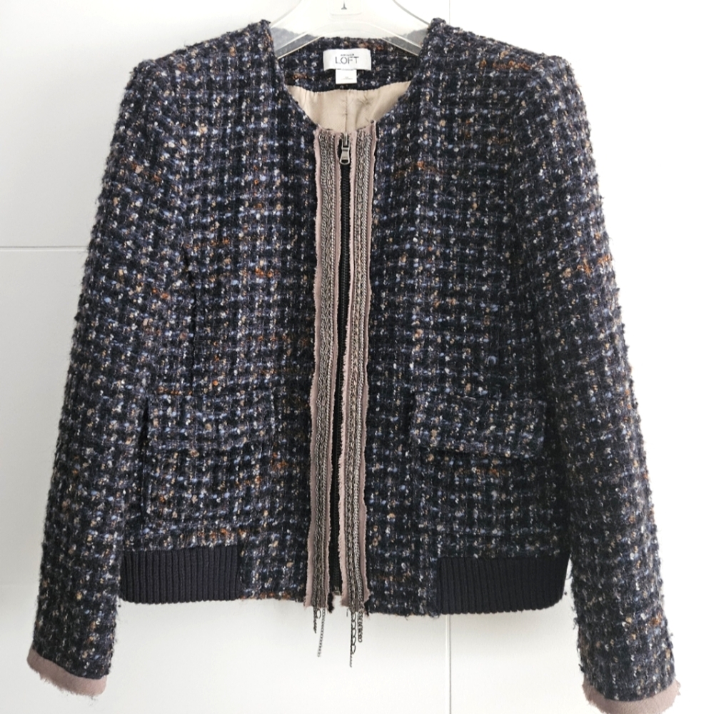 𝙇𝙊𝙁𝙏 𝙅𝙖𝙘𝙠𝙚𝙩 Wmn's M zip up 3/4 sleeve Blazer Coat Cardigan 👌 😍